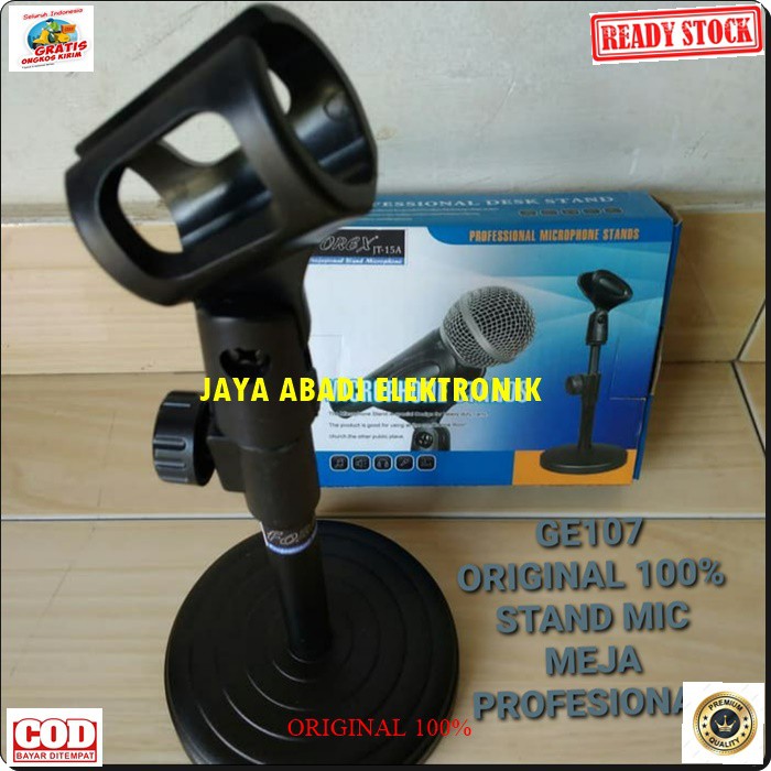 G107 Original stand mic standing mik kaki bulat karaoke holder microphone bundar TABLE tempat meja gantungan mikrophone studio sound pro audio pegangan TRIPOT penopang asli G107  BISA SEGALA JENIS MIC  TABLE STANDDING MICROPHONE  KUAT DAN BAGUS  tinggi 25