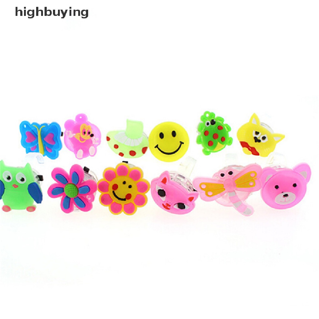 Hbid 5Pcs Cincin Jelly Motif Kartun Dengan Lampu LED Untuk Anak Perempuan