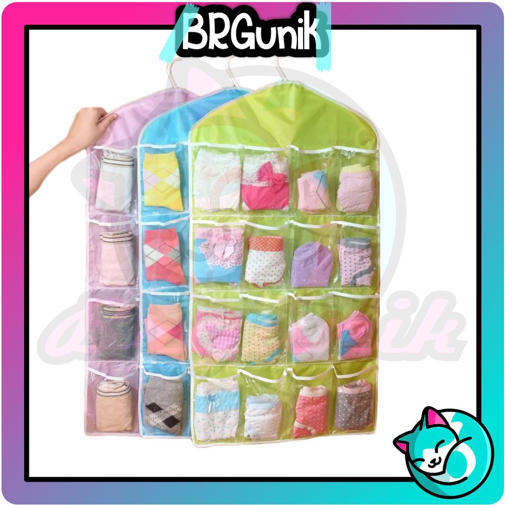 BRGUNIK Gantungan Celana Dalam 16 Sekat Pouch Hanging Organizer R053