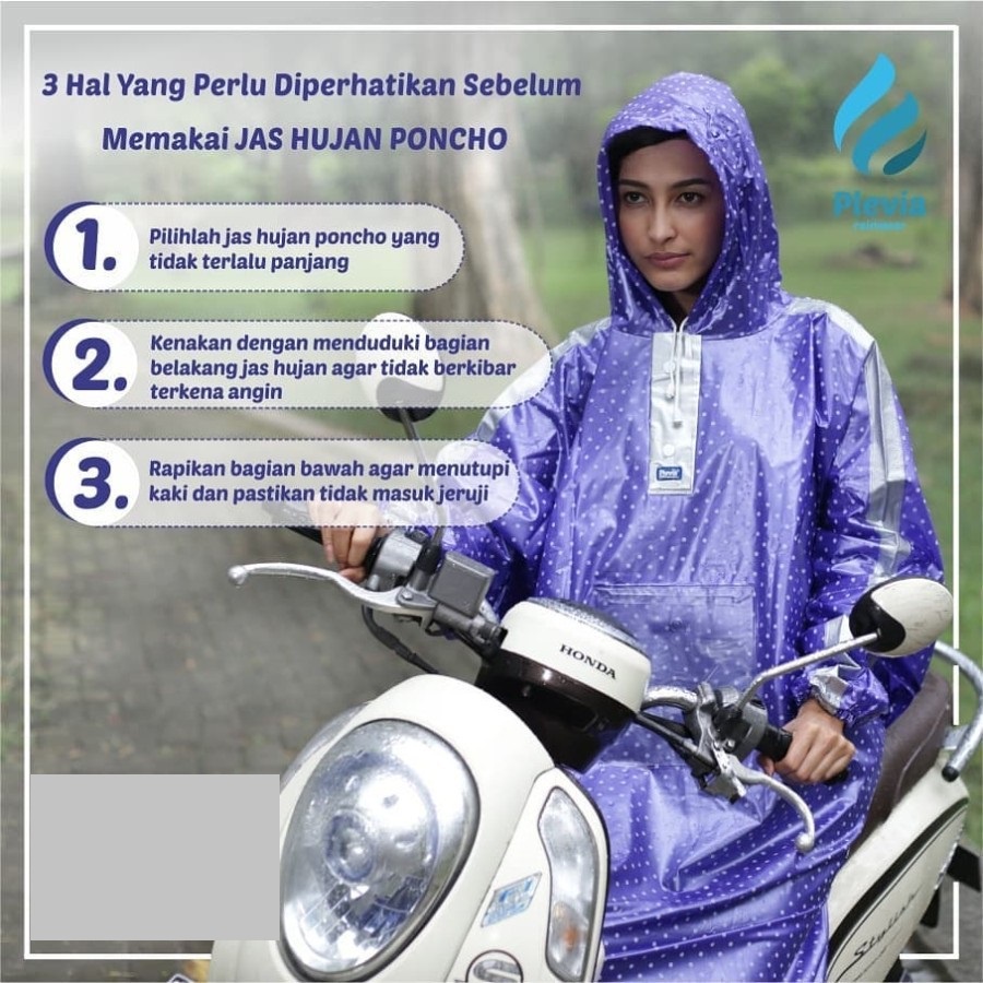 Jas Hujan Poncho Pop Plevia 850 Poncho Motor Unisex ponco polkadot lengan