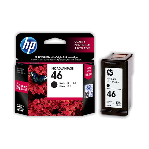 Cartridge HP 46 Black Original Catridge CZ637AA Ink Katrid HP46 Tinta Hitam Printer 2520hc 2020hc