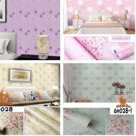 ✬ Wallpaper dinding kamar tidur anak wallpaper stiker dinding rumah 45cmx10m / Wallpaper dinding 3d Motif Bunga ➤