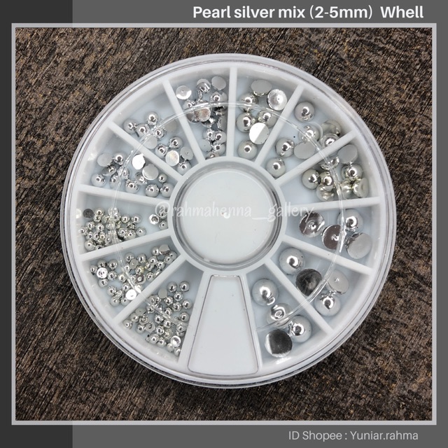 Pearl Silver mix 2-5mm kemasan whell , nail art , henna art