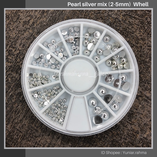 Pearl Silver mix 2-5mm kemasan whell , nail art , henna art