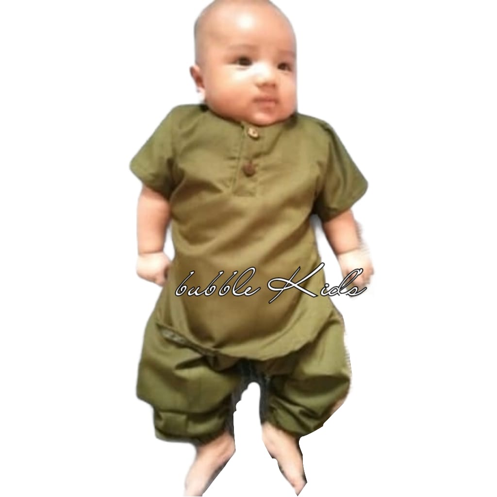 Setelan Koko Model Joger Anak Bayi Balita Fashion Muslim Katun Polos 0-2 Tahun