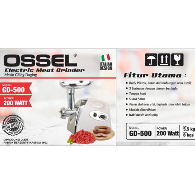 Giling daging GD 500 OSSEL Mesin Penggiling Daging Gilingan Daging GD500 Ossel