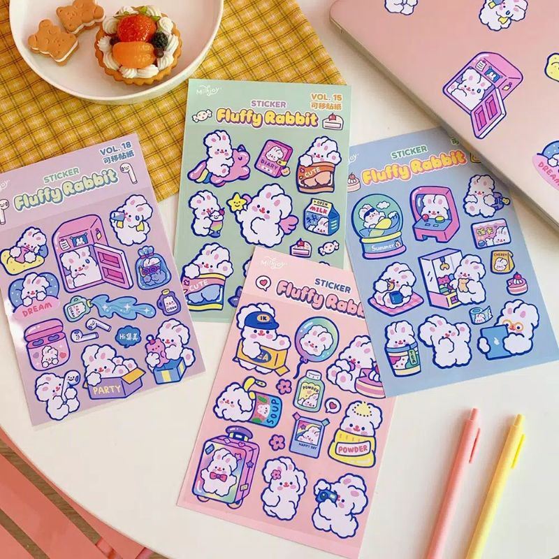 

[1Lmbr] Deco sticker desain kelinci lucu untuk DIY scrapbook bujo dll