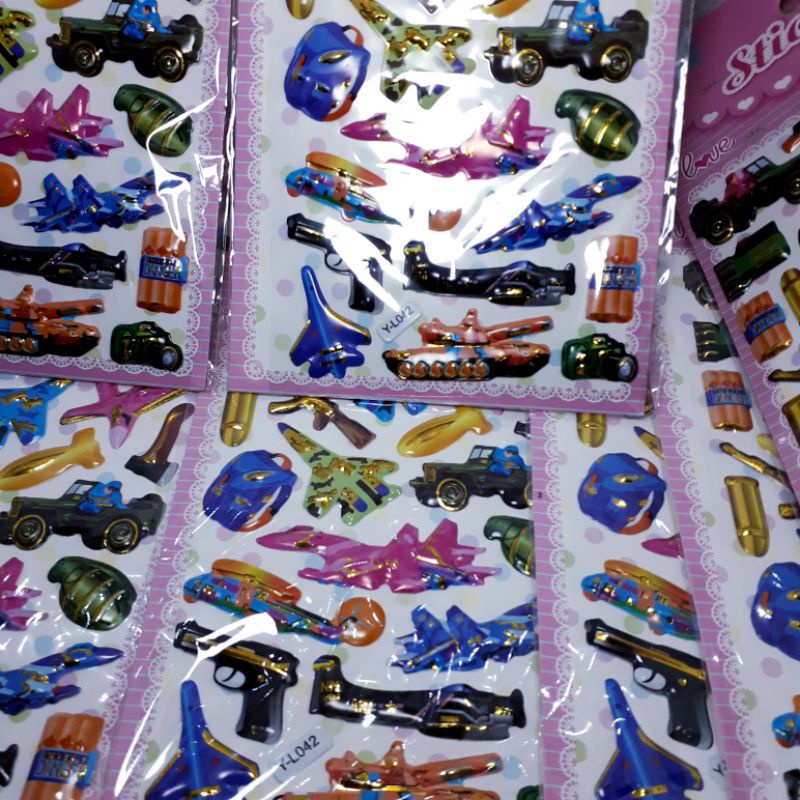 

Sticker tempel karakter senjata lucu harga per lembar