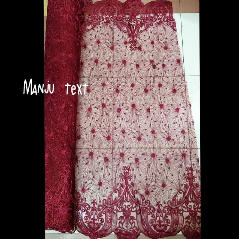 Kain tille renda mutiara / tile renda/ bahan seragaman,dress,dll TERMURAH