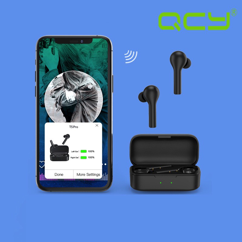 QCY T5 Pro Bluetooth 5.0 TWS Gaming Earphone Wireless Charging