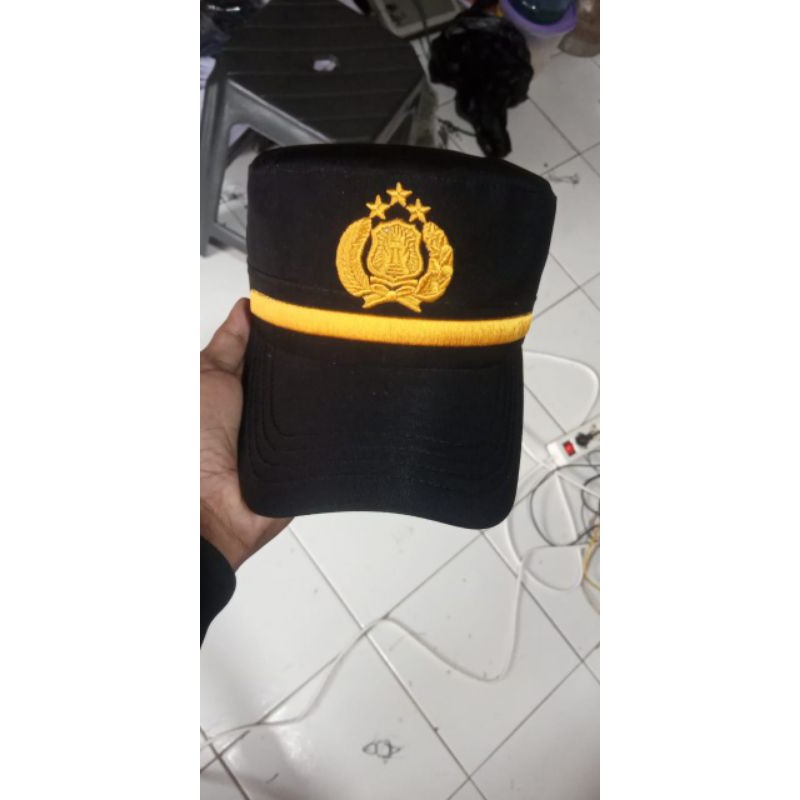 topi komando pama polri bordir timbul kwalitas premium