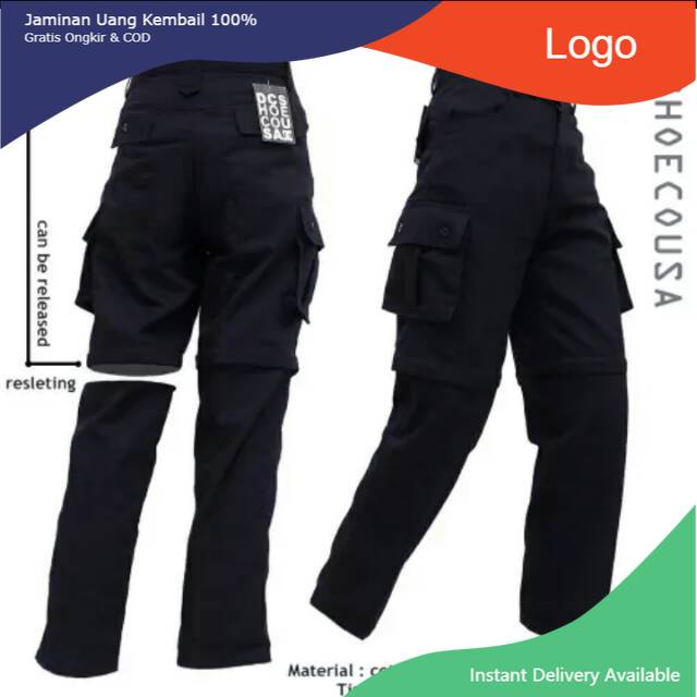 Celana Pria-Celana Kargo Sambung-Celana Panjang-Celana Pendek