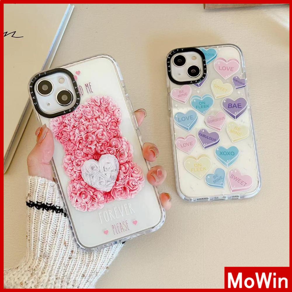 iPhone Case Silicone Soft Case Clear Case Thickened Shockproof Protection Camera Love Bear Cute Compatible For iPhone 11 iPhone 13 Pro Max iPhone 12 Pro Max iPhone 7 Plus iPhone xr