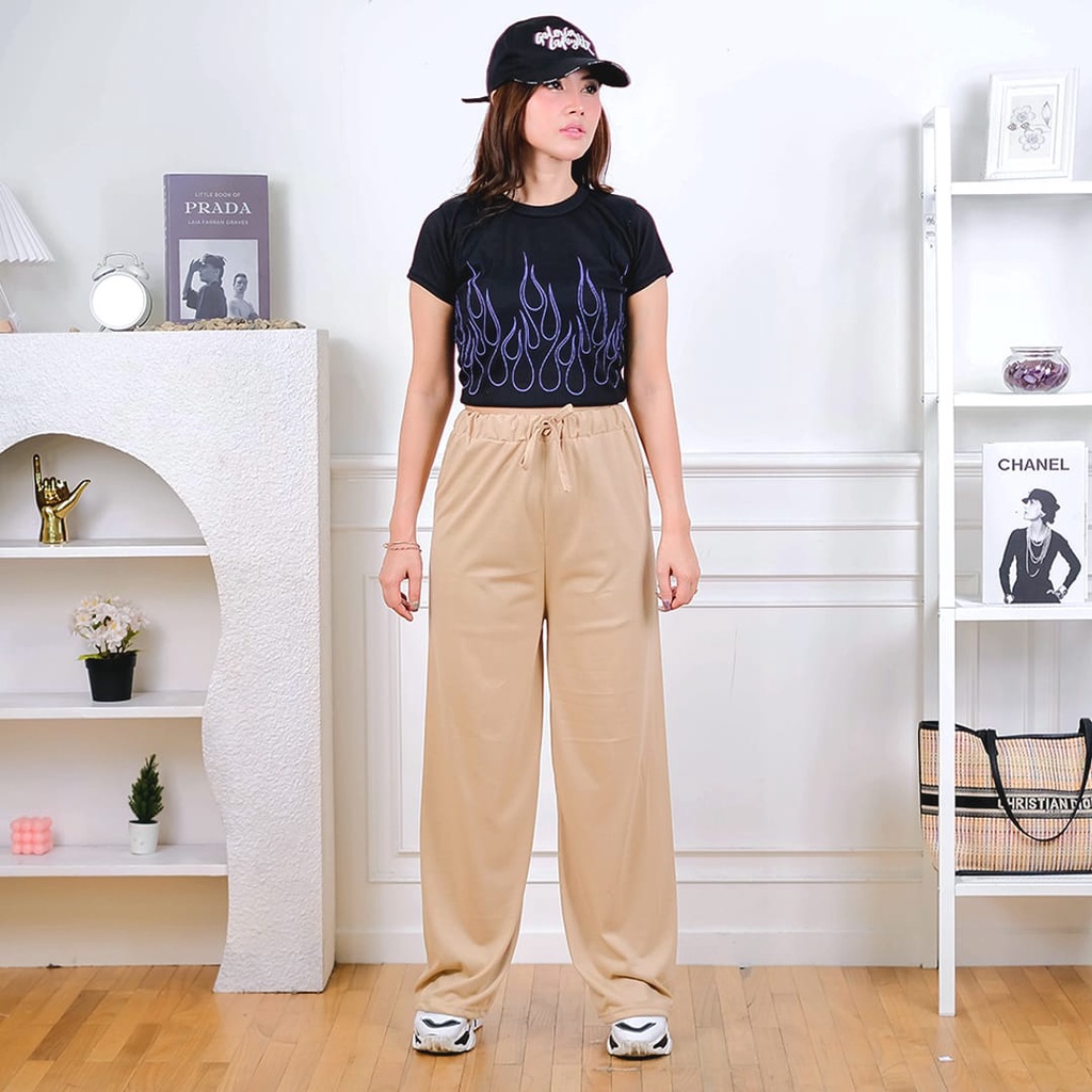 BEFAST - ZEC OOTD Wanita Celana Panjang NICHA / Riley Comfy Kulot Nyaman Full Karet / Celana Panjang Kekiniaan Remaja / Celana Kulot Terlaris / Kulot Polos Casual / Celana Panjang Bahan Adem / Outfit Remaja Temurah