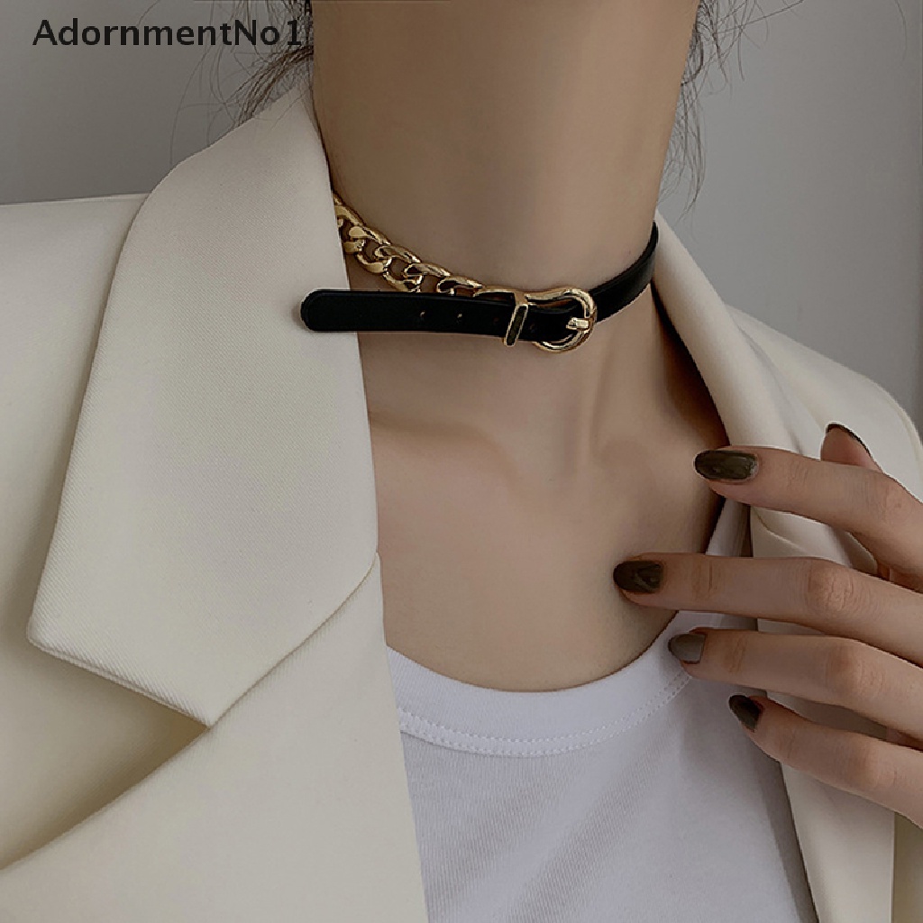 (AdornmentNo1) Kalung Choker Kulit PU Gaya Punk Untuk Wanita