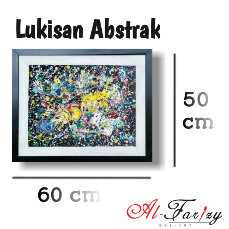 Lukisan Abstrak Unik Minimalis Kanvas Lengkap dengan Kayu Penyangga Ukuran 50x60 cm