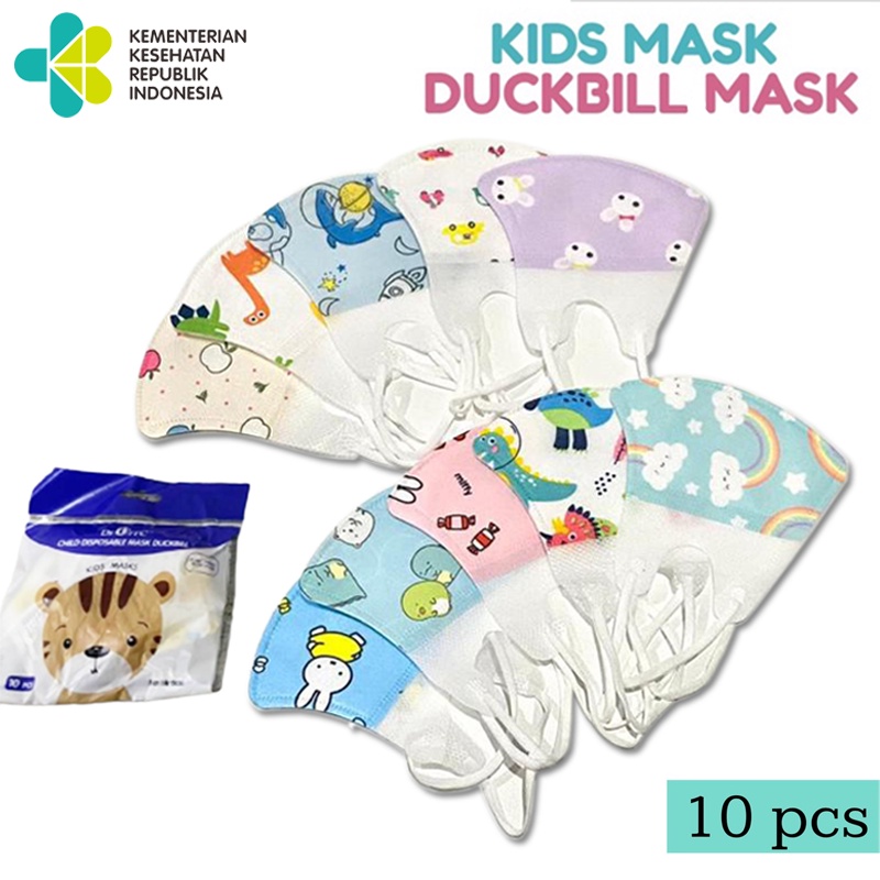 Masker anak duckbill karakter/masker anak isi 10pcs 3ply