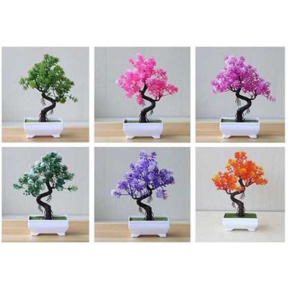 Ornamen Pot Bonsai Bunga Plastik Tanaman Bunga Pajangan Dekorasi Rumah-5