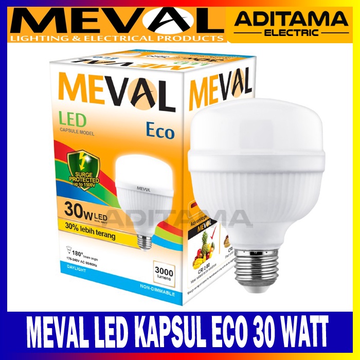 MEVAL LED KAPSUL ECO 30W WHITE/ LAMPU LED MEVAL KAPSUL ECO 30 WATT