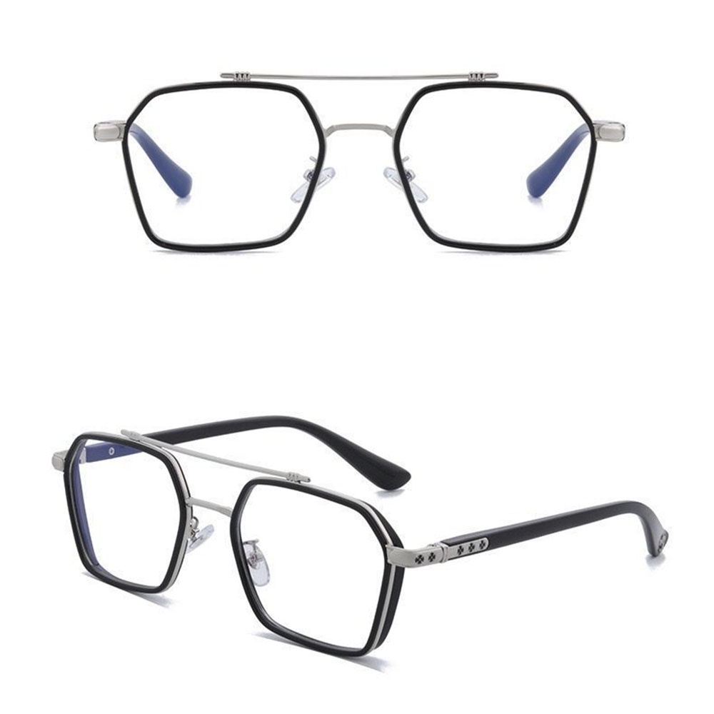 【COD Tangding】Double Ancient Blue Light Flat Glasses Frame Men Fashion Sunglasses Finished Glasses Female