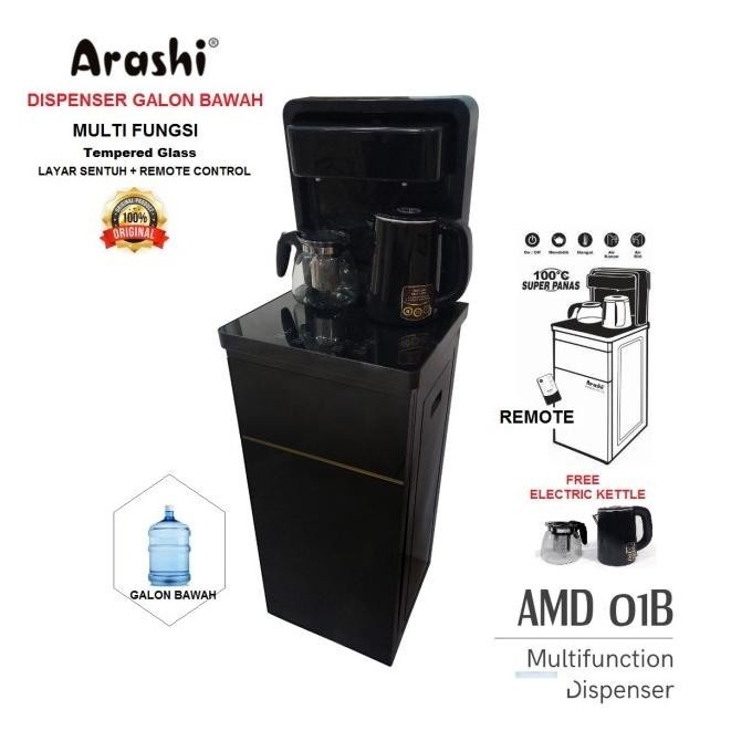 Arashi Dispenser Multi Fungsi Galon Bawah AMD 01B  + 2 Kattle & Remote-1