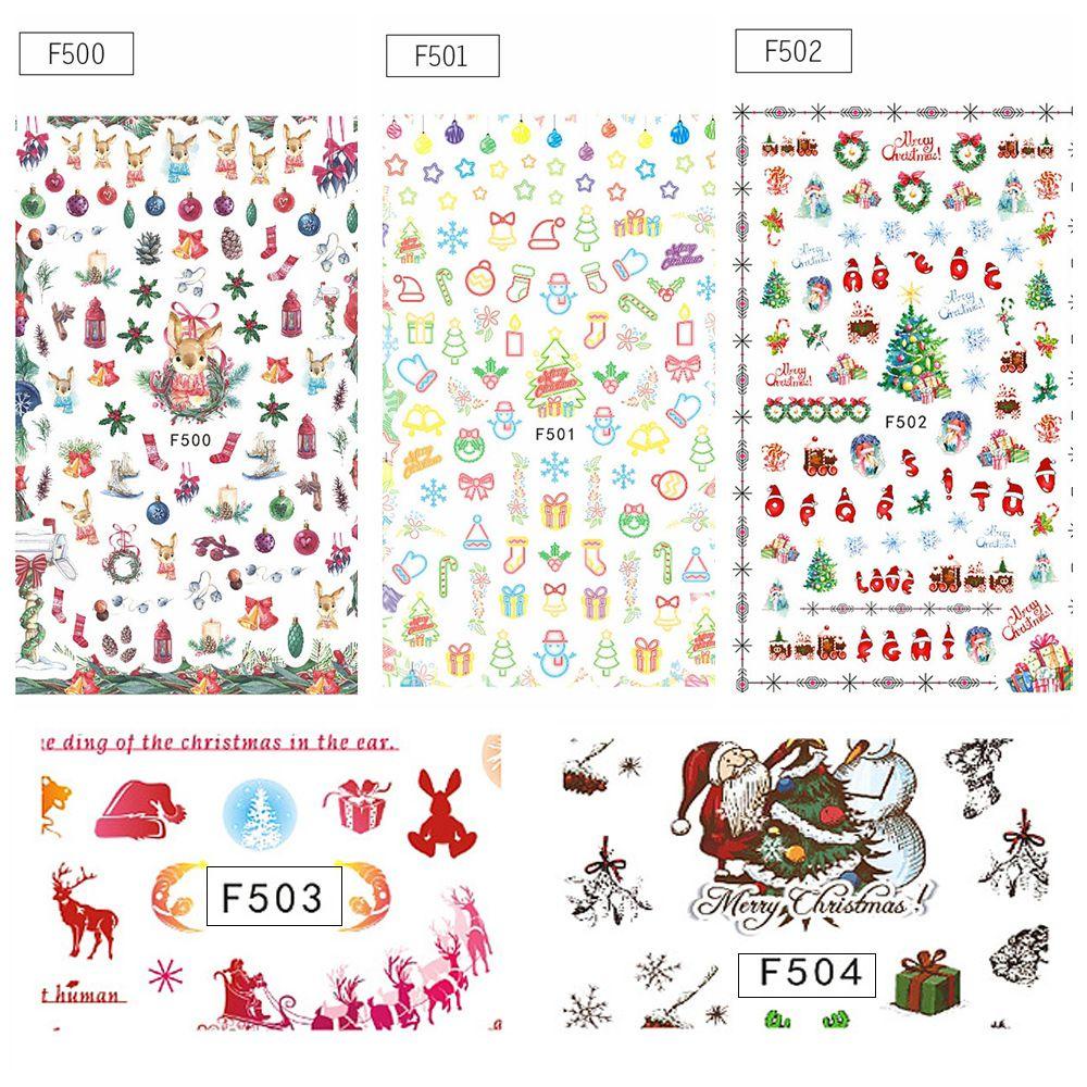 Solighter Nail Art Stiker Natal Halloween Perekat Santa Claus Snowflakes