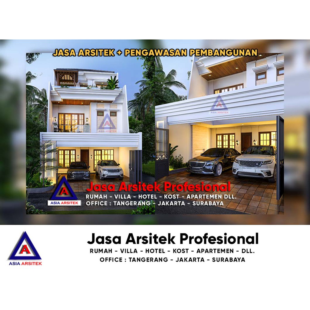 Jasa Arsitek Tangerang Desain Rumah Mewah Tropis Modern 3 Lantai Shopee Indonesia