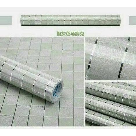 Wallpaper dinding dapur kamar mandi keramik marmer silver minimalis Terbaru