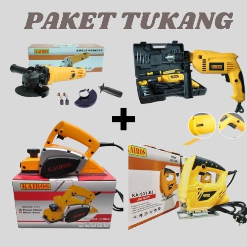 Promo Lebay - Paket Tukang - Planer/mesin serut/ketam/pasah kayu + gergaji triplek/jig saw+ bor 13mm