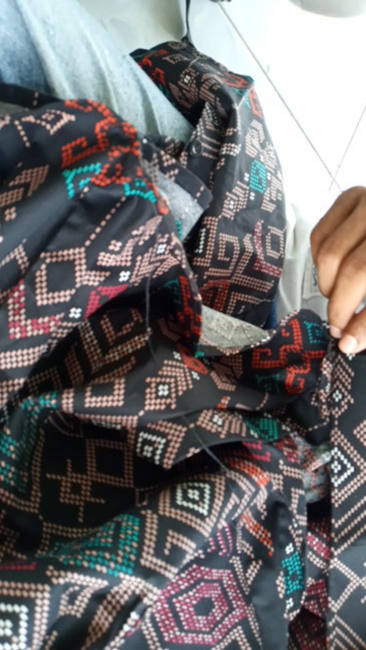 Ondeng88 Kemeja Batik Pria Lengan Panjang Motif Songket Hitam Navy Tosca