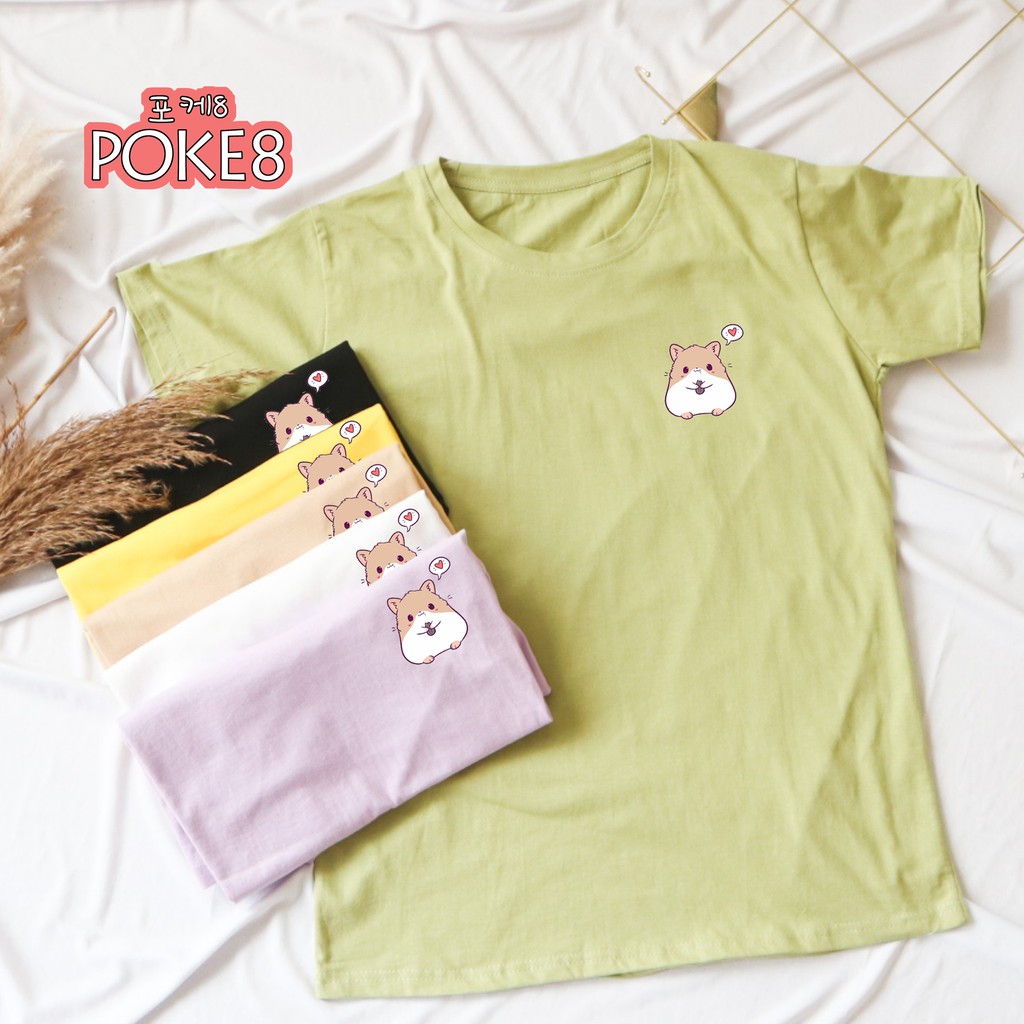 POKE8 - HAMMY TEE / KAOS KOREA WANITA LUCU / TSHIRT / TUMBLR / ATASAN BAJU COMBED 30S FASHION CEWEK