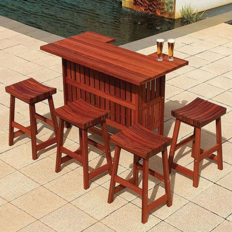 MEJA BAR KURSI MINIMALIS KAYU JATI