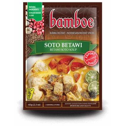 

Bumbu Instan Bamboe Soto Betawi (65 gr), Tanpa Extract, Essence & Pewarna Buatan