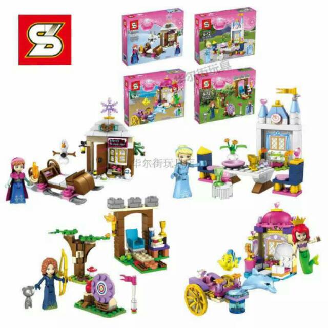 Lego Princess Set 4pcs Frozen Cinderella Ariel Anna SY761A-D