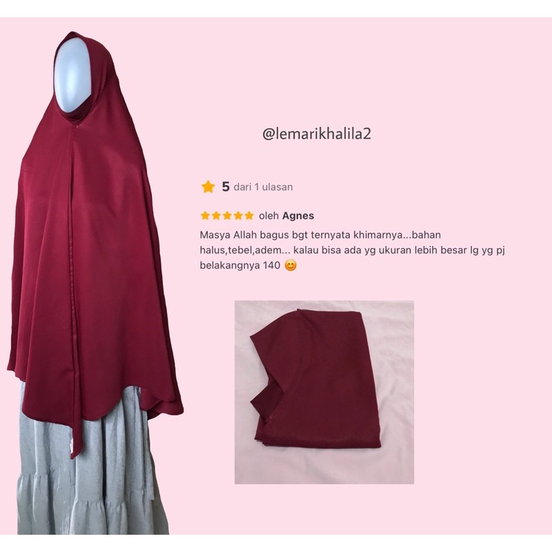 khimar khalila penutup dagu bahan tidak jiplak / khimar dagu / khimar syar'i / hijab dagu