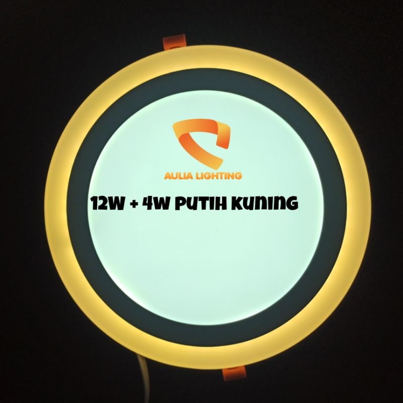 LAMPU DOWNLIGHT 2 WARNA MOTIF 16W 12W + 4W PUTIH LIST KUNING 3 STEP HIAS PLAFON RUMAH MINIMALIS CEILING 6 INCH