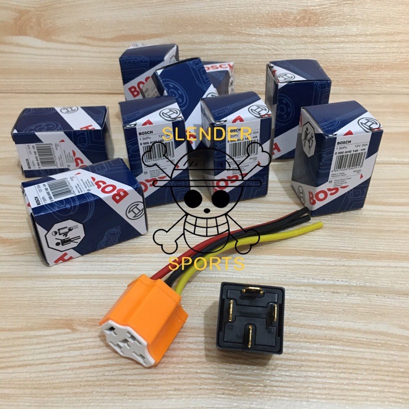 PAKET RELAY KLAKSON BOSCH 4K 12V/30A + SOCKET (BOSCH 0 986 AH0 140)