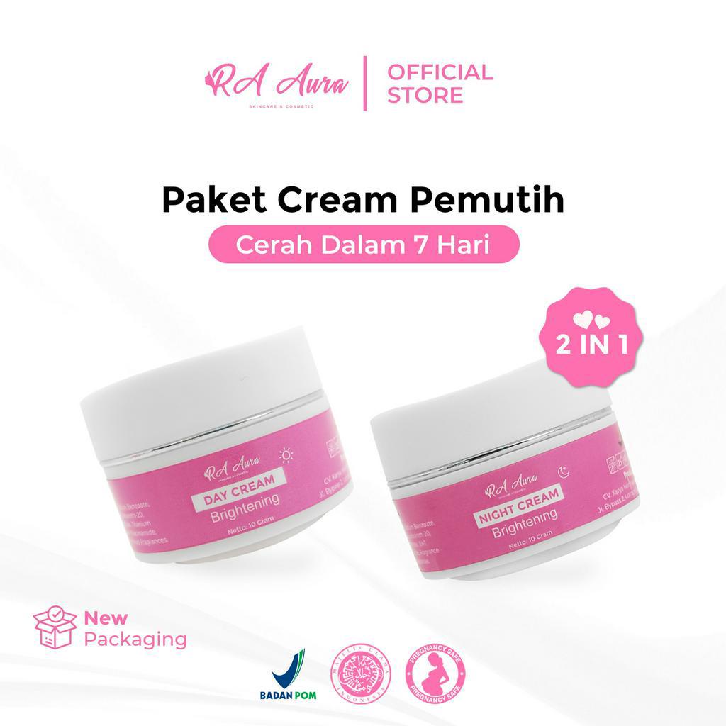 Ra Aura Whitening Series Day &amp; Night Cream / RETINOL / NIACIAMIDE / Paket Cream Pemutih / Cerah dalam 7 hari Cream Pemutih , Super Whitening , Glowing, Putih Cepat , DNA Salmon, Anti Aging, BPOM Ori, Kulit Kusam Sensitif Acne Jerawat Pelicin