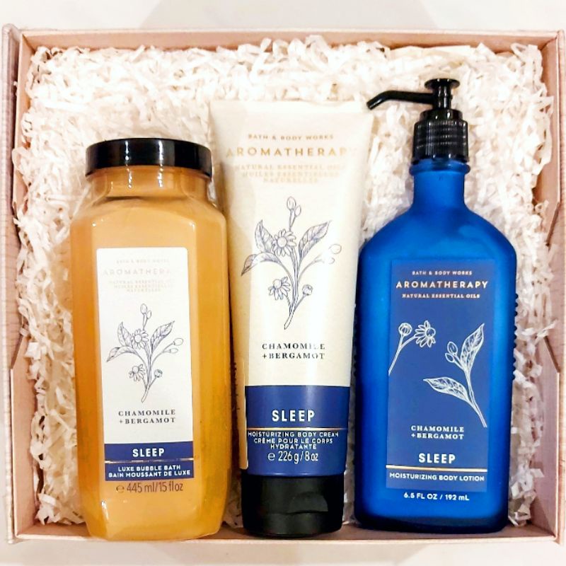 BBW AROMATHERAPHY SLEEP CHAMOMILE + BERGAMOT GIFT SET PAKET BATH &amp; BODY WORKS