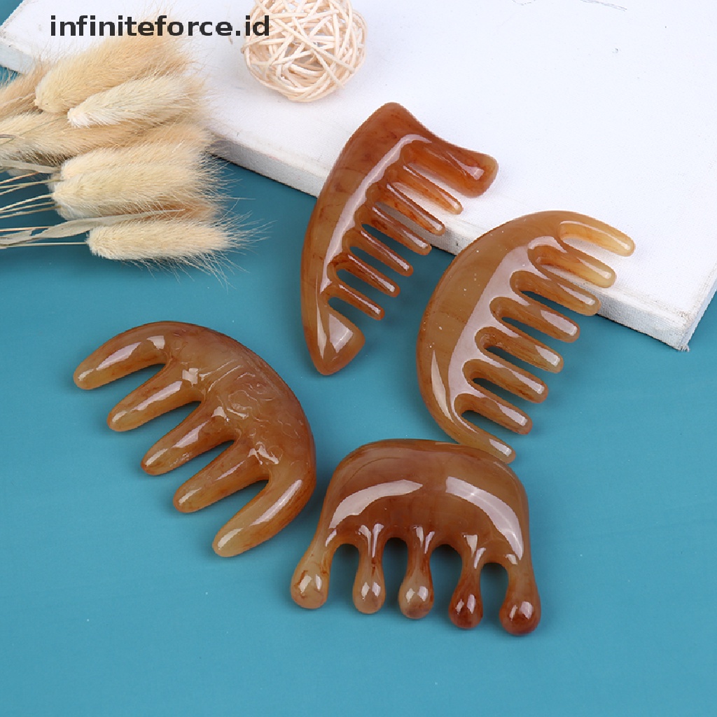 (Infiniteforce.Id) 1pc Sisir Rambut Gigi Lebar Bahan Tanduk Kerbau Alami Untuk Pijat / Spa