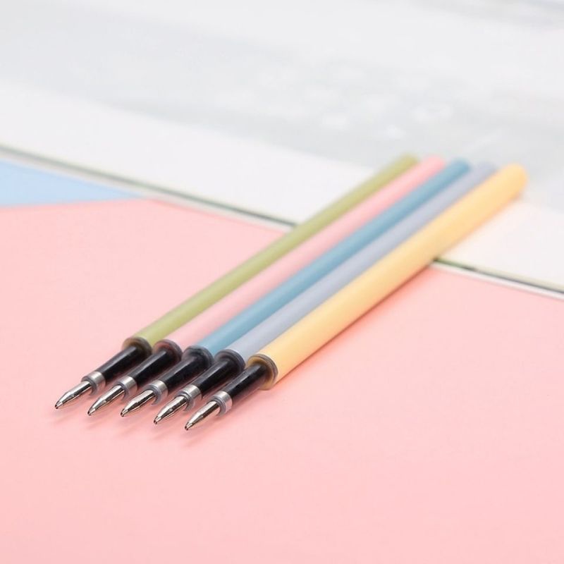 20pcs Press Macaron Color Press Pen Core 0.5m Black Press Type Gel Pen Refill for Writing Supplies