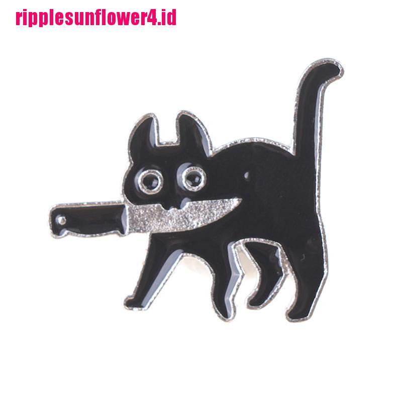 Bros Pin Enamel Bentuk Kartun Kucing Hitam