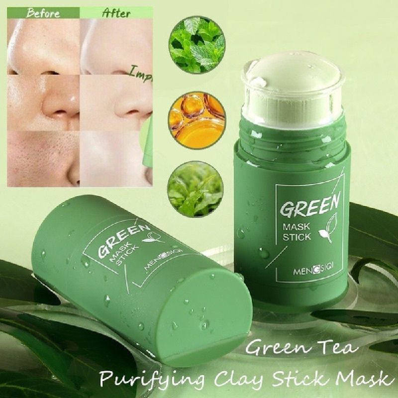 MEIDIAN Green Tea Mask Cleansing Clay Stick Masker wajah Masker Pembersih komedo/Cleansing Mask WAJAH MUKA GLOWING JERAWAT BRUNTUSAN BOPENG KOMEDO DAN BEKAS JERAWAT AMPUH STICK STIK CLAY PEEL OFF CLAYMASK AMAN  LX-29 ANAK PRIA BPOM ORGANIK MURAH