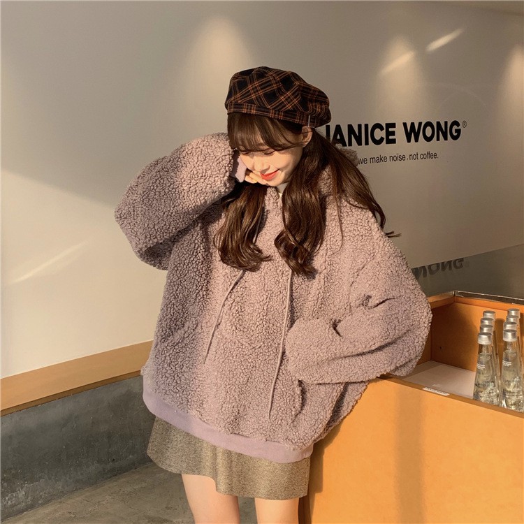 KJA-15 jaket luaran wanita import korea jepang big size wol bulu kuping beruang winter musim dingin