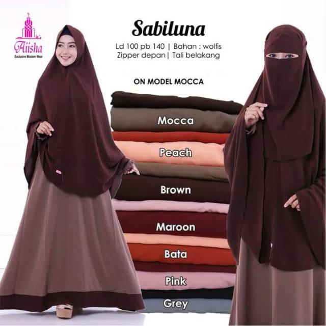 GAMIS_DRESS SYAR'I SABILUNA SET GAMIS PLUS KHIMAR FREE CADAR ORI BY AIISHA