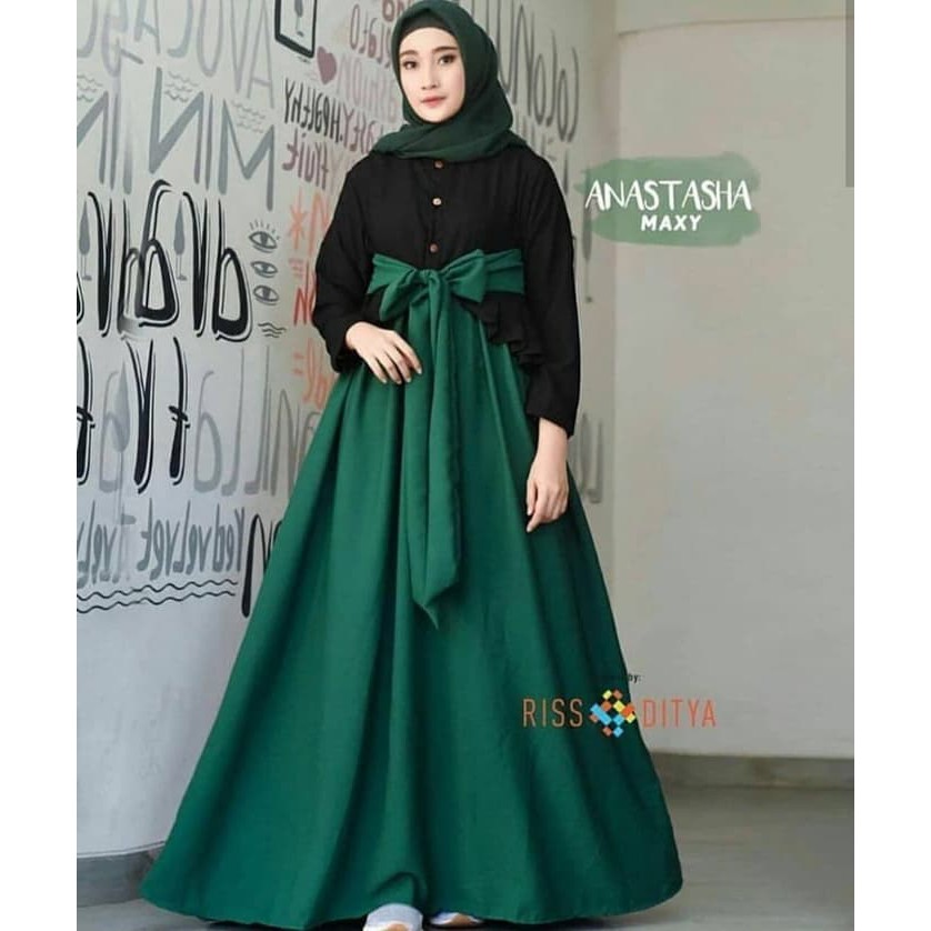 ANASTASYA DRESS Bahan Balotelly Gamis Simple Model Trendy Terbaru