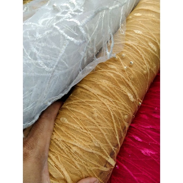 Bahan/Kain/tille akar mutiara/Harga Per 1/2(0.5)mtr