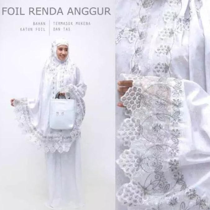 Mukena Putih Sutra Bordir Fashion Muslim Bali Elegan Dewasa Terbaru - Mawar