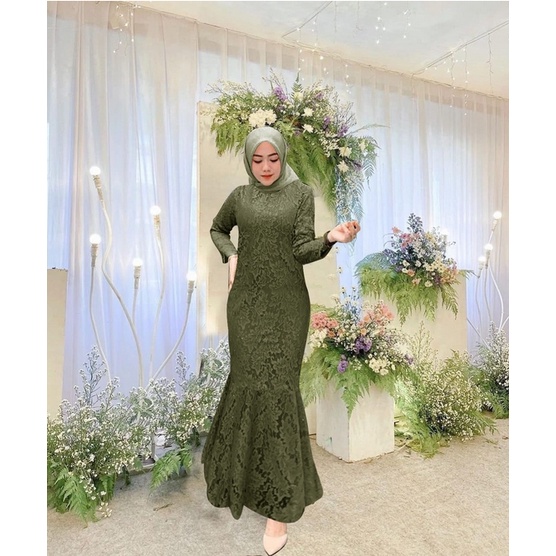 ANGEL BRUKAT MAXI DRESS DUYUNG rD / BUSANA KONDANGAN FASHION ANGEL BRUKAT DUYUNG