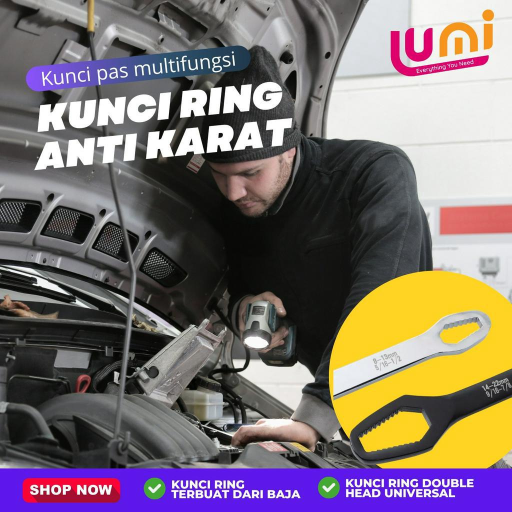 Kunci Ring Universal Double Head Wrench Adjustable Kunci Pas Ring Multi Size